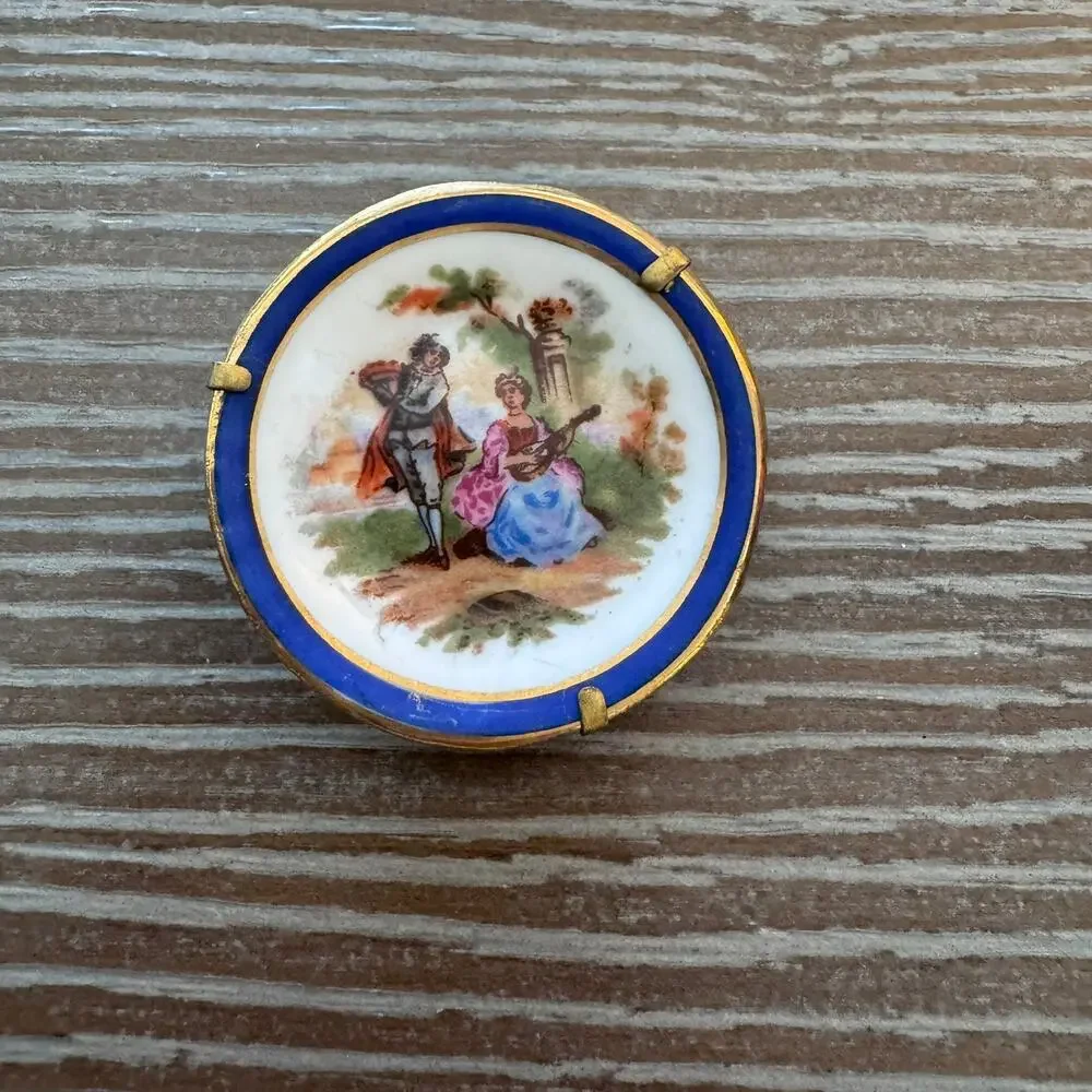 Lot of 3 Vintage Limoges France Miniature Display Plates Easel Stands Porcelain